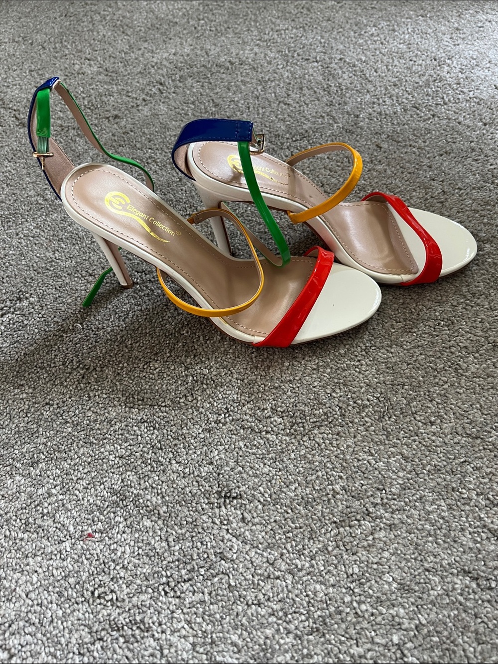 Elegant Collection Sevilla-2 Colorblock Strappy Stiletto Heels Size 7.5 NWT-Like